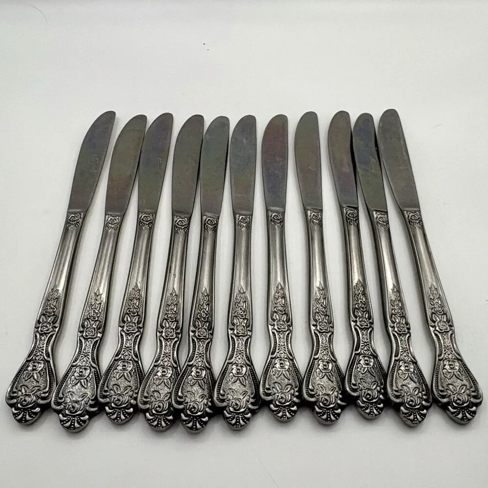 Vintage 1847 Roger Bros Silver-plate Dinner Knives Normandy Pattern Set of 11